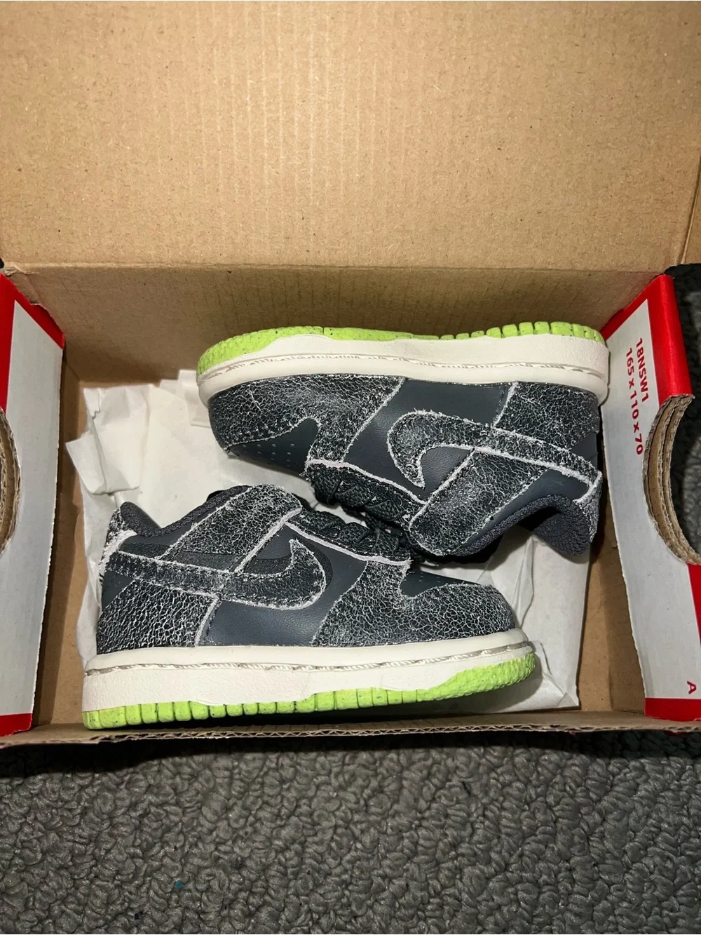 Nike Kids Gray Sneakers with Lime Green Soles